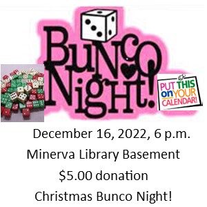 Christmas Bunco Night @ Minerva Free Library Basement
