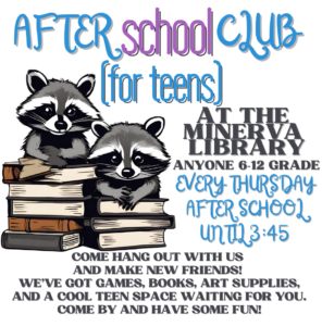 Teen Book Club @ Minerva Free Library Upstairs